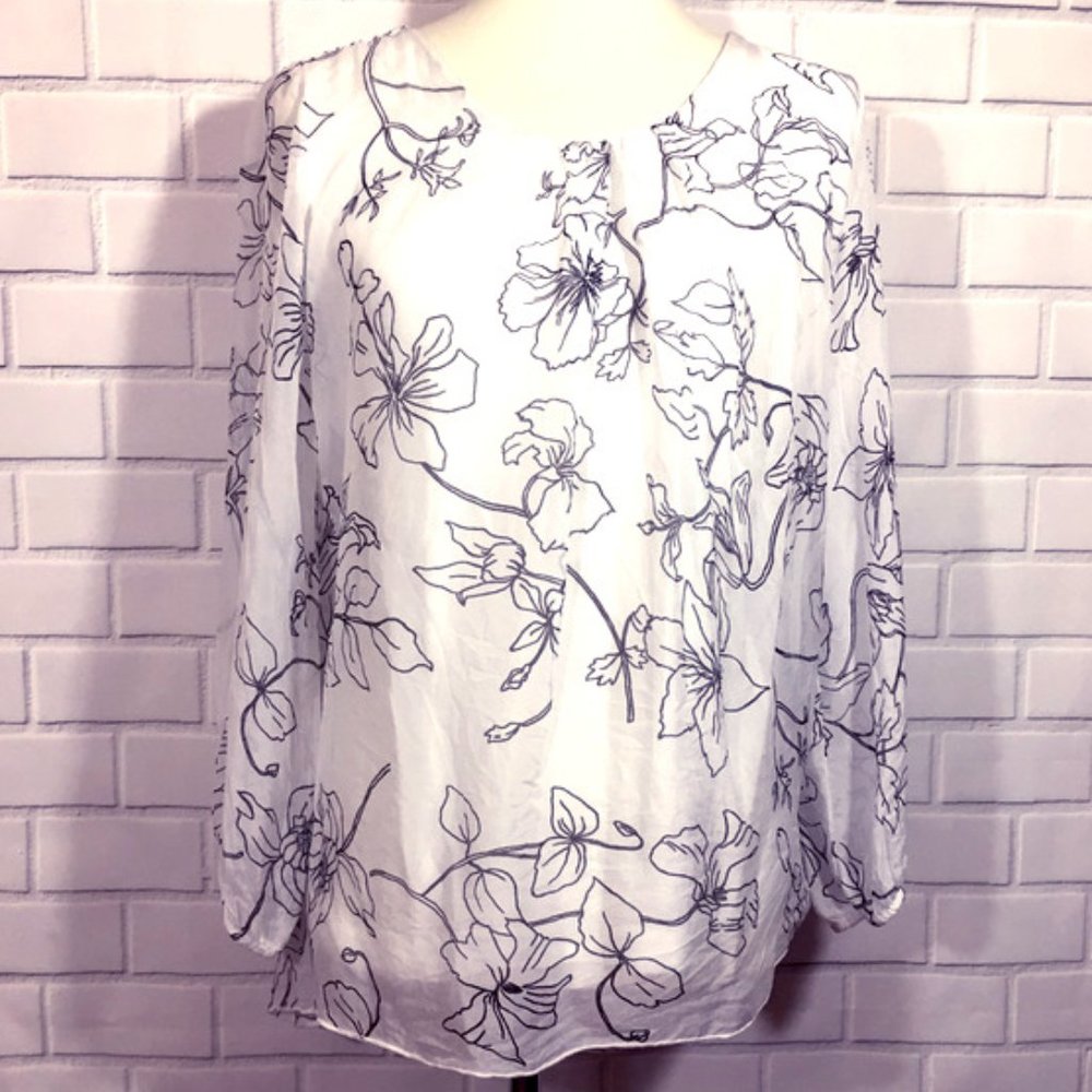 ROSE MARINE MADE IN ITALY SILK BLOUSE TOP SHIRT M